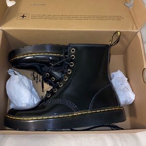 Size 7 in women’s, black Dr. Martens.